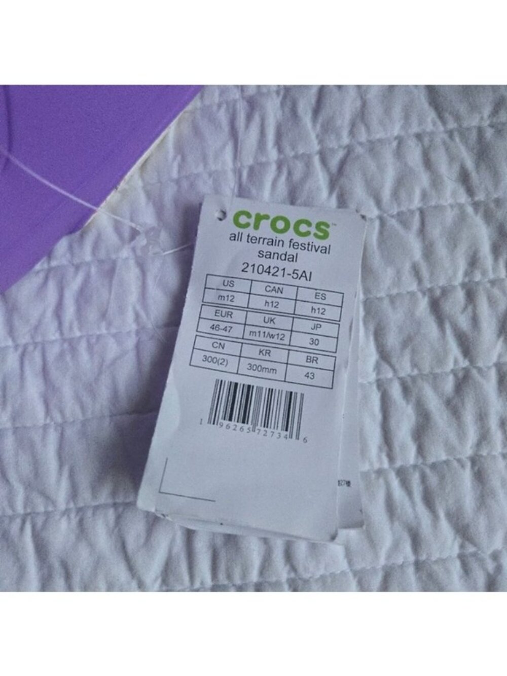 Crocs All Terrain Festival Sandals Men 12 Purple New 042026 - Picture 8 of 8